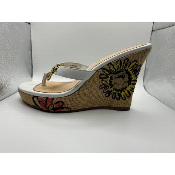 Coach Mattie Bumblebee Wedge Sandals Womens 6.5 Thong Spring Bee Heels - Picture 3 of 13